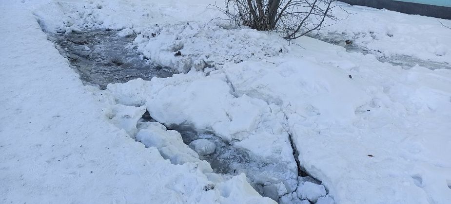 В результате небольшой коммунальной аварии на Белинского стало видно, как вздулся новый тротуар